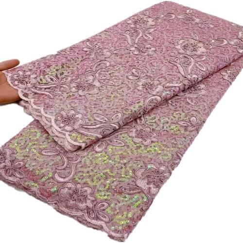 African French Lace Fabric 2021 High Quality Lace With Sequins Nigerian Lace Fabrics For Wedding Dress Sewing XH-175