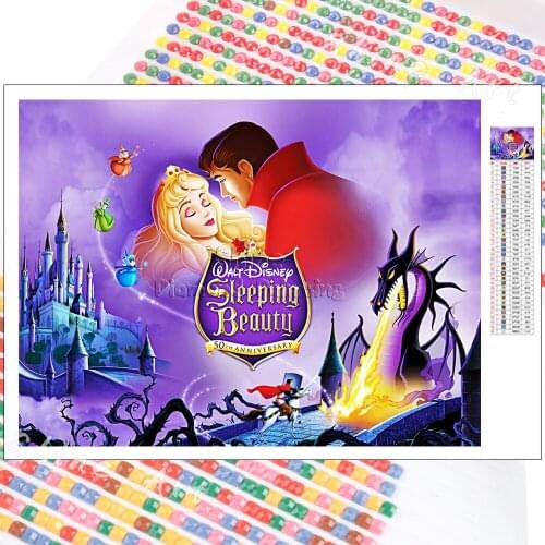 5D DIY Diamond Painting Full Square Round Princess Sleeping Beauty Embroidery Complete Kit Mosaic Cartoon Kids Disney Handmade