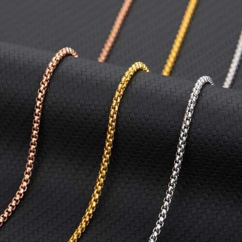 Rope Bead Chain Stainless Steel Long Necklaces For Women Gold Sliver Color Box Pendant Necklace Daily Wear Statement DIY Jewelry