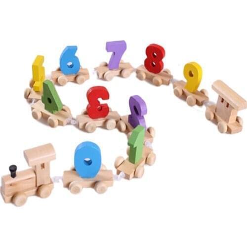 1Set Mini Wood Train Toy Great Digital Number Wooden Train Figures Railway Kids Educational Toy Model Building Kits Toys
