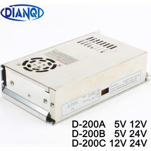 DIANQI D-200B 5V 24V Dual output power supply D-200A 5V10A 12V12A ac dc converter D-200C 12V 24V