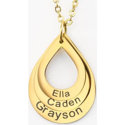 For US Amxiu Custom Stainless Steel Pendant Necklace Engrave Eight Names Choker Necklace Jewelry For Women Mother Birthday Gifts