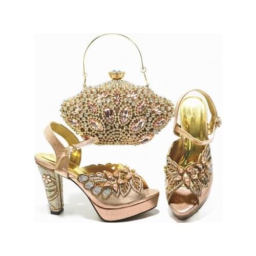 Doershow good price African Wedding Shoes and Bag Set Italian Shoes with Matching Bags Nigerian Women party! !SAL1-14
