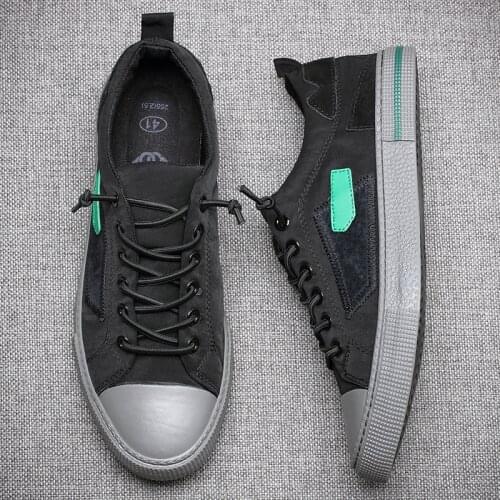 Breathable Mixed Color Canvas Shoes Mens Korean Fashion Trendy Sneakers Autumn New Casual All-match Male Loafer Shoe Black Gray