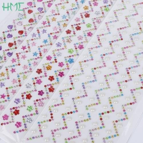 Imitation Pearls Self Adhesive Acrylic Rhinestone Half Round Flatback Flower Beads For Scrapbook Decoration Jewelry Craft Making