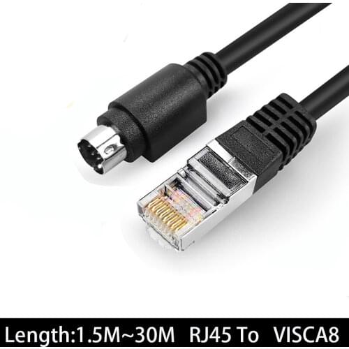 8Pin din to RJ45 RS232 Camera Control Cable for for Sony VISCA Daisy Chain PTZ EVI/BRC/SRG series cameras