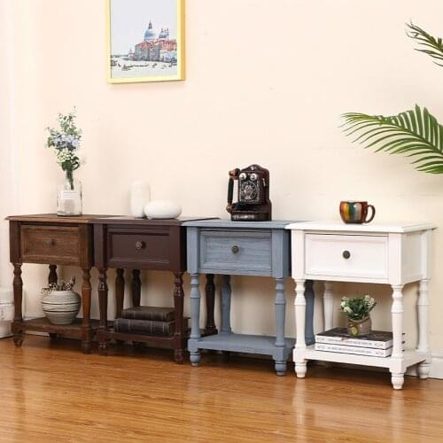 Creative Nordic Simple Solid Wood Furniture Bedroom Bedside Cabinet Paulownia Furniture Retro Style Living Room Storage Table