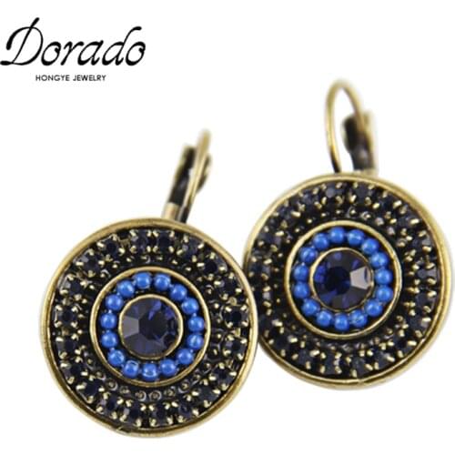 Zircon Resin Beads Round Drop Earrings For Women Vintage Irregular Bronze New Female Dangle Hanging Earring Fashion Ear Jewelry