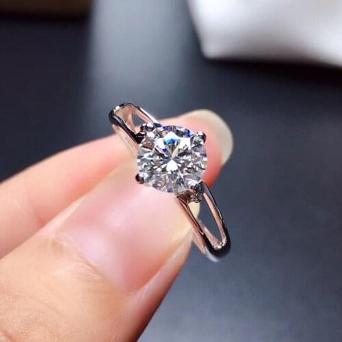 LeeChee Moissanite Ring 1CT VVS Lab Diamond With Certificate Fine Jewelry for Women Engagement Gift Real 925 Sterling Silver