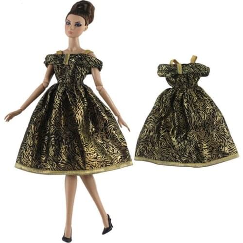 Fashion Golden Outfits gold for Barbie CD FR Kurhn BJD Doll Clothes Accessories Dollhouse Role Play