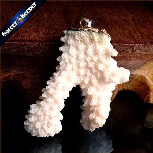 Natural Stone Raw White Coral Pendant Necklace Druzy Drusy Elestial Skeletal Cluster Specimen Fit Jewelry Making AA288