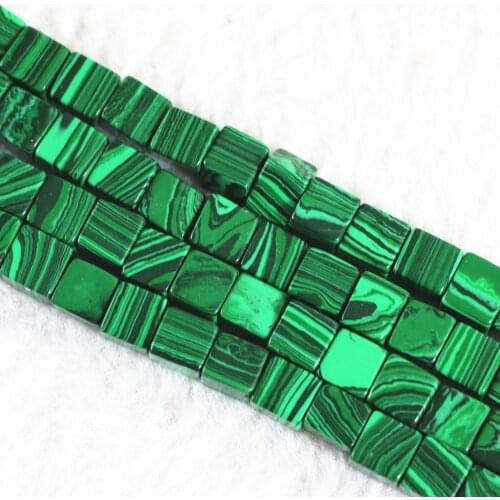 New Fashion Green Synthetic Malachite Semi-precious Stone 8mm Cube Shape Diy Jewelry Loose Beads 15inch B367