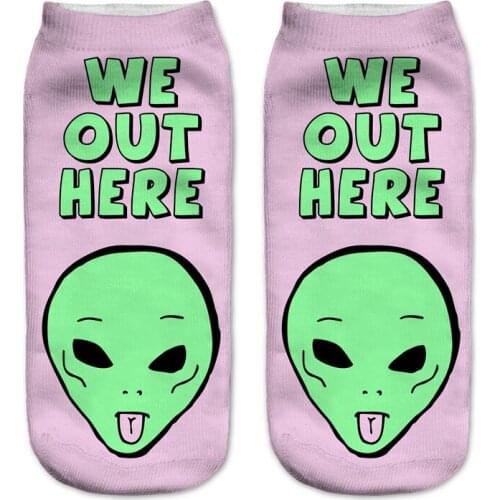 2017 new 3D Alien funny socks women low cut animals funny chaussette femme harajuku ankle socks calzini