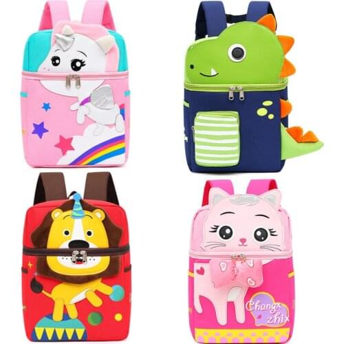 2-5 Years Old Dinosaur Cartoon Cute Kindergarten Baby Kids High Capacity Anti-lost Backpack Unicorn Childrens School bag LB391