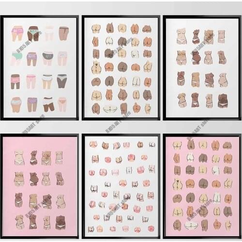 Sexy Butts Collage Canvas Painting Wall Art Funny Bathroom Sign Posters and Prints Home Decor Pictures Living Room Decoration