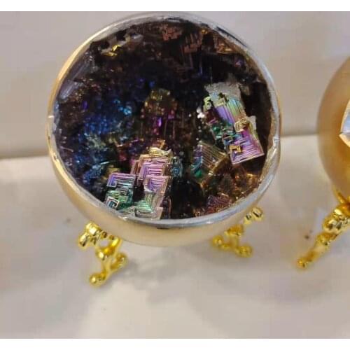 About ​85mm Rainbow Bismuth Ore Egg Quartz Crystal geode Mineral Specimen Reiki Healing Household Decoration Bowl about​550g