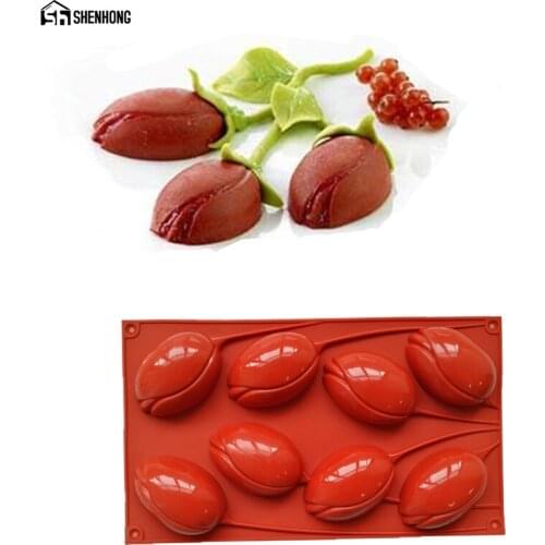 SHENHONG 8 Holes Lily Silicone Cake Mold 3D Chocolates Moulds Mousse Moule Pastry Bakeware Dessert Art Baking Pan