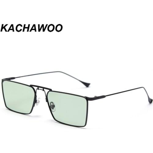 Kachawoo polarized sunglasses men driving square retro sun glasses for women trendy full metal uv400 green black birthday gifts