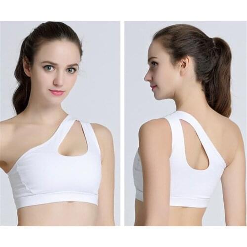 Oblique One Shoulder Sports bra for Women Fitness Yoga Workout Quick Dry Shakeproof Elegant Stretch Seamless Padded Gym Bralette