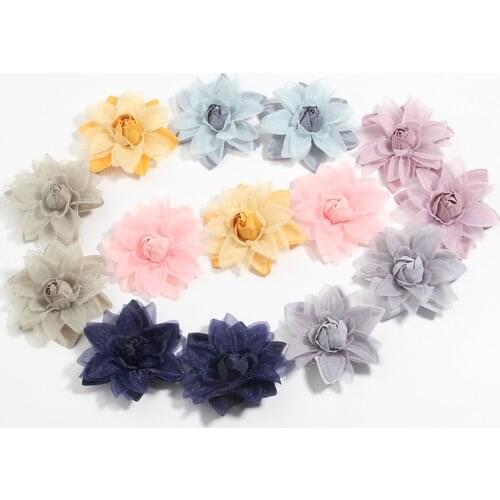 50PCS 6.3CM 2.5" Fabric Flowers For Baby Girls Hair Accessories Chiffon Flower Boutique For Headbands Head Wear
