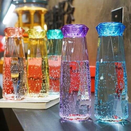 Creative Diamond Water Bottle Sport Glass Drinking Cup Portable Leak-proof Outdoor Travel Camping Water Cup Kettle 620ml Gifts