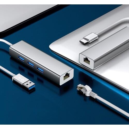USB C HUB 1000Mbps 3 Ports USB 3.0 Type C HUB USB to Rj45 Gigabit Ethernet Adapter for Windows7/8/10 Computer Accessories