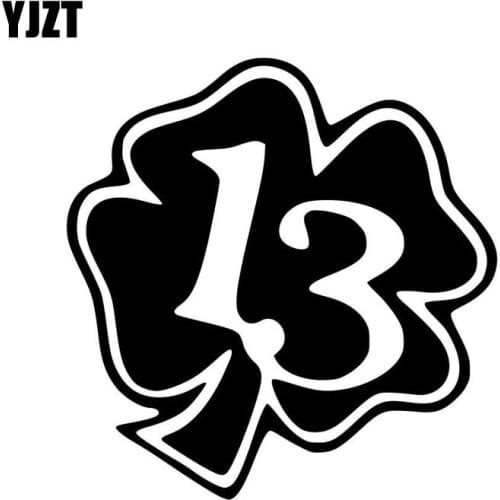 YJZT 15X15.5CM 4 LEAF CLOVER LUCKY 13 Fashion Vinyl Decals Car Sticker Black/Silver S8-0214