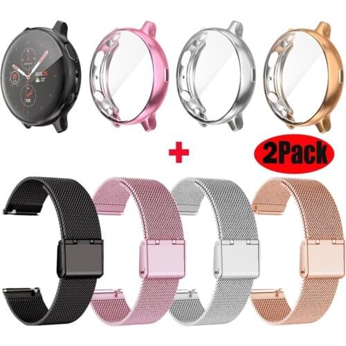 Case For Samsung Galaxy Watch Active 2 44mm 40mm Strap Protector Case Film Metal Straps 20mm Bracelet Galaxy Watch Active Band