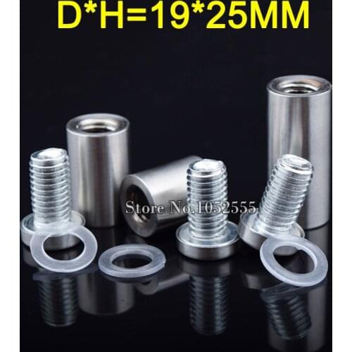 1000PCS/LOT Stainless Steel Hollow Glass Standoffs Pins 19*25mm Acrylic Advertisement Billboard Nails Barrel Screws Decoration