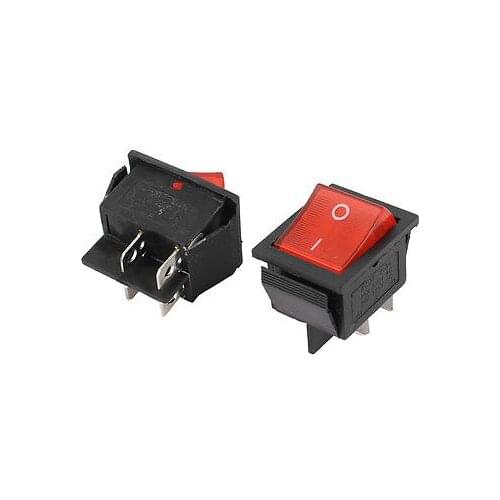 2 PCS On-Off DPST 4P Terminals Lamp Rocker Switch AC 250V 15A 125V 20A