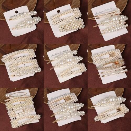2021 Pearl Hair Clips Wild Hair Clips Fashion Chic Jewelry Hair Clips Girls Sweet Hair Clips Combination Jewelry Set Hair Clips