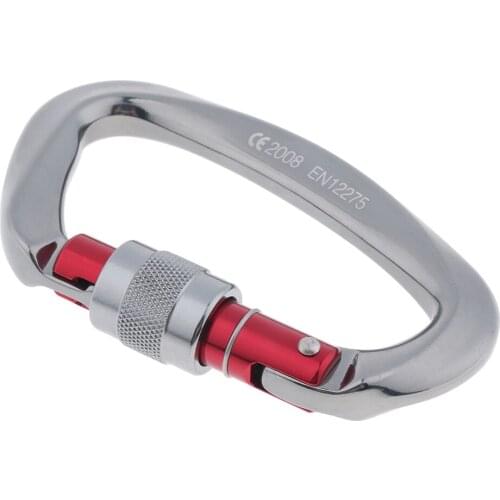 25KN D Type Screw Lock Carabiner Outdoor Climbing Dog Clip Hammock Equipment