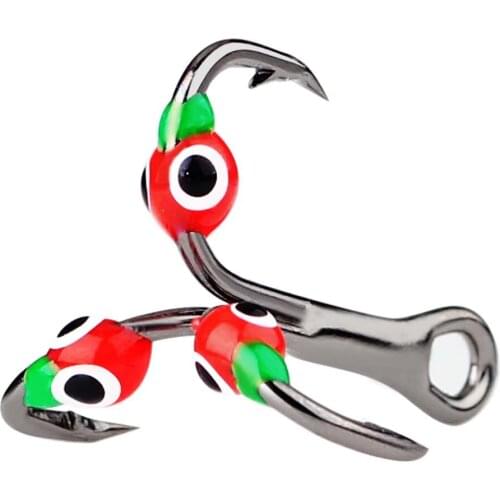 5 PCS 0.4/0.6/0.8g Fish Eye High Carbon Steel Flip 3 Hooks 6/8/10# Bait 3 Colors Strong Barbed Tackle Fluorescence Quality