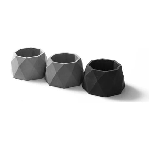 Diamond Concrete Flowerpot Silicone Molds DIY Home Garden Landscape Pot Making Mould