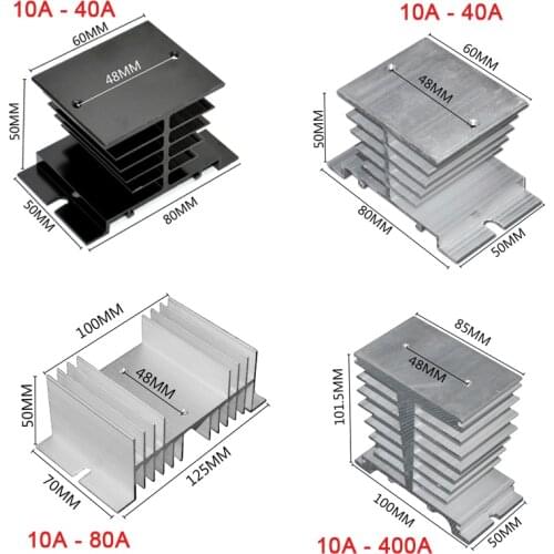 Aluminum Heat Sink Radiator For Single Phase SSR 10A 25A 40A 60A 80A 100A 120A 200A SSR-10DA 25DA 40DA 1-Phase Solid State Relay
