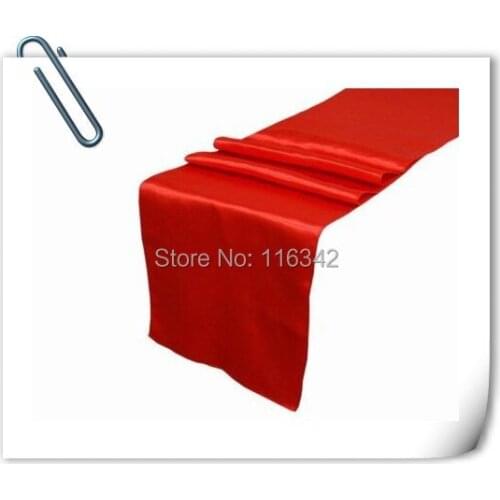 Free Shipping Wholesale 100Pieces Red 12"x108" Satin Table Runners For Wedding Party Banquet Decoration