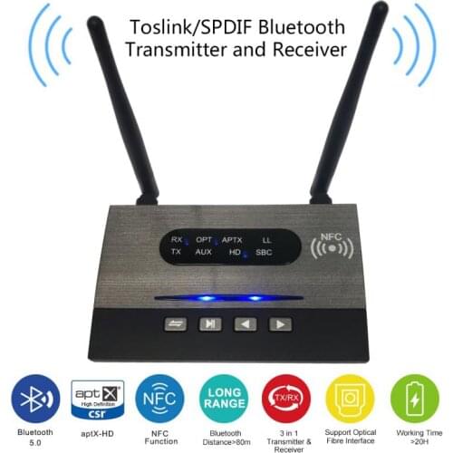 Bluetooth 5.0 Audio Transmitter Receiver Wireless Adapter Hifi Stereo Audio AptX HD RCA 3.5mm Jack Optical Bluetooth Adapter