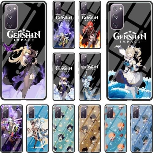 Phone Case for Samsung Galaxy Note 20 Ultra 10 Lite S20 FE S9 S10 S8 Plus Tempered Glass Funda Cover top games Genshin Impact