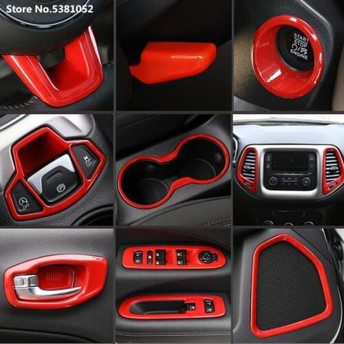 Air Outlet Decorative Cover for Jeep Compass 2017 2018 2019 2020 Accessories Red Interior Modification Decoration Sticker