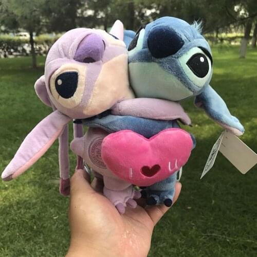 Disney 20CM PP Cotton Stitch Plush Toy Couple Dolls Anime Cartoon Stuffed Animals Christmas Gifts for Children