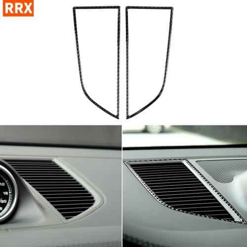 For Porsche Macan Cayenne 2015-2018 Carbon Fiber Car Dashboard Air Conditioning Vent Frame Decoration Cover Trim Car styling