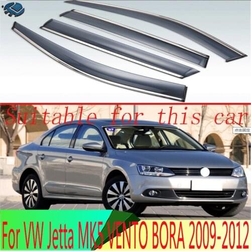 For VW Jetta MK5 VENTO BORA 2009 2010 2011 2012 Plastic Exterior Visor Vent Shades Window Sun Rain Guard Deflector 4pcs