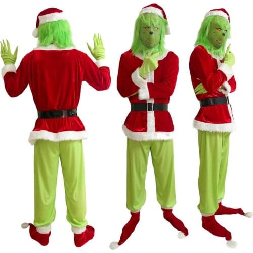 Movie The Grinch Cosplay Halloween Christmas Santa Costumes Men Women Role Playing Halloween Carnival Party Suit Outfits Mask