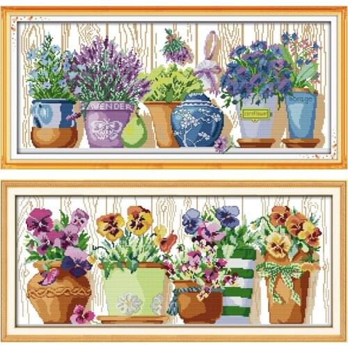 Potted cross stitch package cross stitch kits14ct 11ct count printing cloth cotton thread embroidery DIY handmade needlework