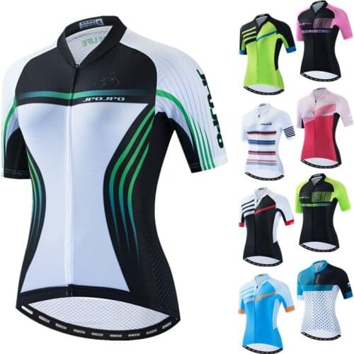 JPOJPO Summer Women Cycling Jersey Team Sport Bicycle Shirt Anti-UV Road MTB Bike Jersey Breathable Cycling Clothing Biking Tops