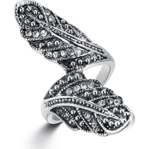 Black Leaf Ring Micro Inlaid Zircon Ladies Fashion Party Ring Female Engagement Ring Female Personality Simple Jewelry