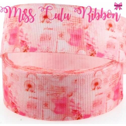 16mm-75mm Paris Tower Printed Grosgrain Ribbon/Foe Christmas/Party Decor Materials DIY Present Webbing 50 yards