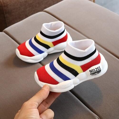 Childrens Flying weave shoes boys sneakers breathable light sports shoes girls casual shoes fashion stripe 1/2/3/4/5/6 years