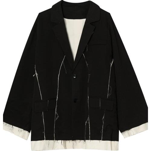 M-6XL! Large winter coats 2021 Minimalist deconstruction spliced tassel fur edge blazer loose jacket
