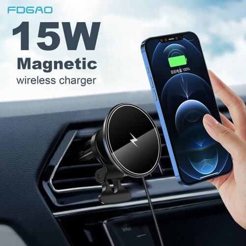 15W Magnetic Car Wireless Charger Mount Car Phone Holder Fast Charging for Magsafe iPhone 12 Pro Max Air Vent Wireless Chargers